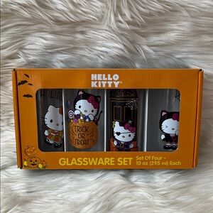 Hello Kitty Halloween Glassware Set with Orange and Black Accents